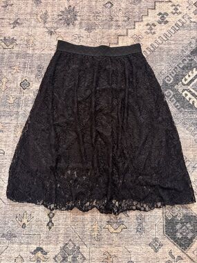LuLaRoe Lucy Black Lace A-Line Skirt